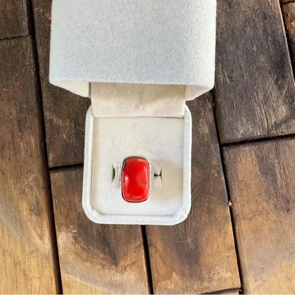 Taxco sterling silver coral ring - Picture 2 of 7